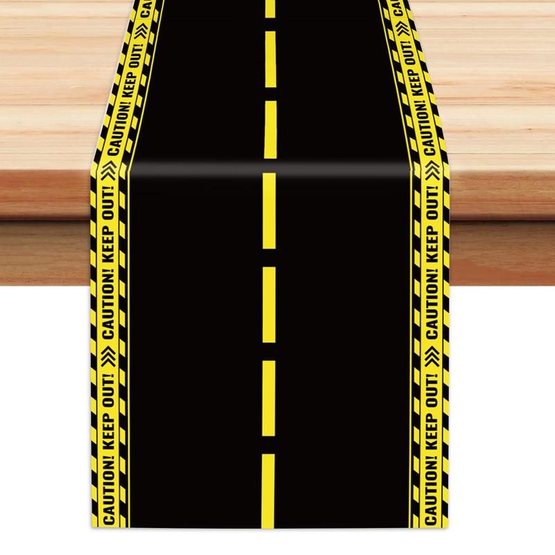 6Pcs Road Table Runner Plastic Disposable Checkered Race Car Table
