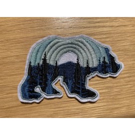 Unbranded Blue Sky Travel Bear Embroidered Iron On Patch Great on Jackets & Hats Camping