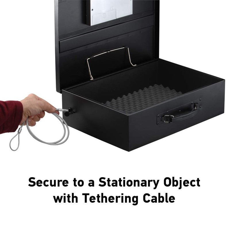 SentrySafe Black Electronic Security Lock Box with Steel Tether Cable,