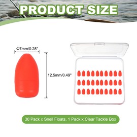 YELARXI Fishing Foam Floats, Snell Fishing Rig Floats Strike Indicators with Clear Tackle Box, 0.3" D x 0.5" H Fit for Perch Carp Bass Fishing Corks Saltwater Freshwater (30 Pack, Red)