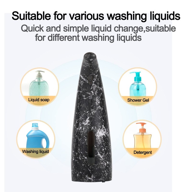 Soap Dispenser, 300 ml, Marble Black, Automatic Soap Dispenser, Infrared