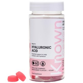 Vegan Hyaluronic Acid Gummies by Known Nutrition | Essential Support for Skin Hydration | Delicious Mixed Berry Flavour | 60 Two-a-Day Vitamin Gummies | 100mg Hyaluronic Acid (Pack of 1)