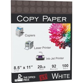 Copy Paper, 100 Sheets, Printer Paper, Multi Purpose Copy Paper, 20 Pound Paper, 92 Brightness, 8.5" x 11" - Letter Copy Paper - 100 Sheet Pack