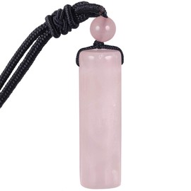Nupuyai Rose Quartz Healing Crystal Cylinder Necklace for Women Men, Reiki Chakra Energy Pendant with Adjustable Cord 68cm