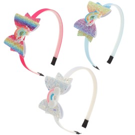 FOMIYES 3pcs Rainbow Bowknot Headband Boys and Girls Decorative Hair Band Hair Party Accessory Gradient Headdress Random Style