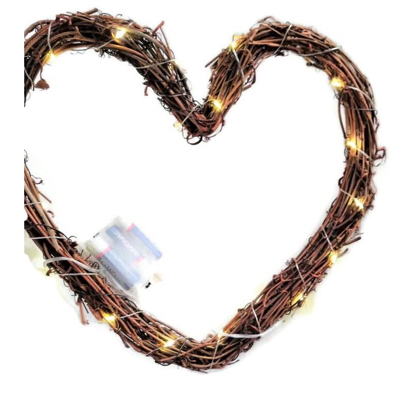 Lighted Heart Wreath with Battery Powered LED Lights for Proposal,