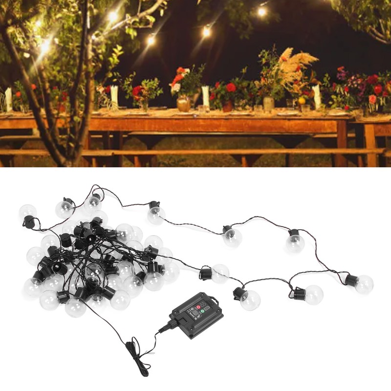 Outdoor String Light with 40 G50 Bulb Waterproof Solar USB