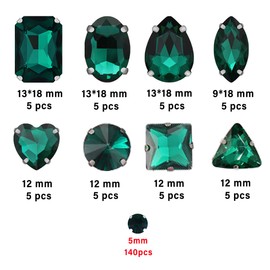 Sew on Rhinestones, 180pcs Pink Rhinestones Mix Shapes Sew on Glass Rhinestone Gems with Prongsfor Crafts, Clothes, Costume, Shoes, Dresses(Pink)