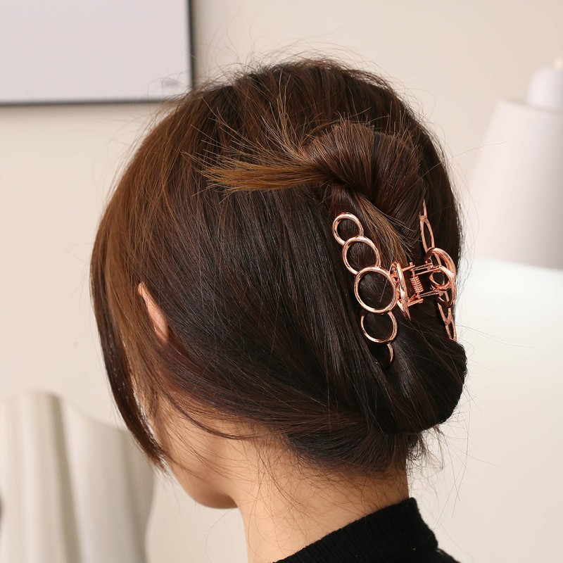 KISSKIKO - 3 pinzas de metal para el pelo (oro