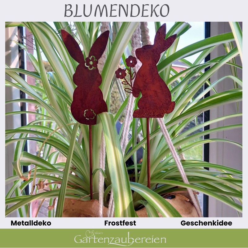 Gartenstecker Hasen - Edelrost Deko für Ostern - 2er Set