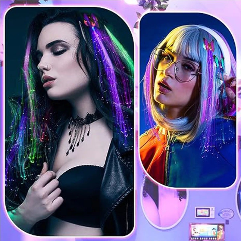 Rhappq 5pz Pinzas Pelo Con Luz Fibra Luminosa Accesorios De