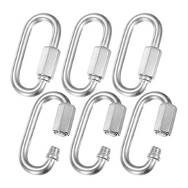 M METERXITY 6-Pack Quick Chain Link Connector, M7 9/32 304 Stainless Steel D-Shape Locking Repair Chain Links for Swing/Camping/Hiking/Backpack, Twist Key Ring Screw Chain Link [Silver]