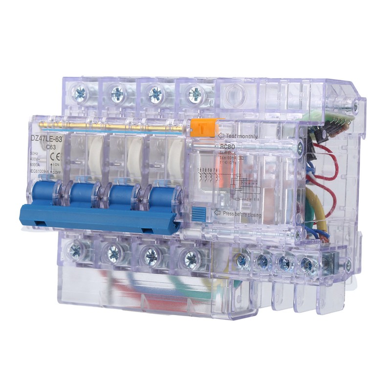 DZ47LE-63 2P C63 Small Circuit Breaker Transparent Household Earth Leakage