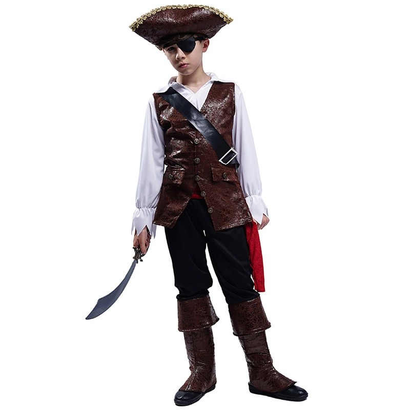 SHE HARE Boys' Luxury Pirate Costume Outfits (M: 7-9 Years)