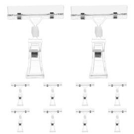 NUOBESTY 10pcs Plastic Rotatable Label Clips Merchandise Sign Holders Transparent Note Card Fixators Paper Pricing Tag Clamps for Market Home Shooping Mall