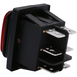 Taiss/Waterproof Latching Polarity Reverse Switch Control Rocker Switch DC Motor 6 Pin 3 Position 10A (LED DC12V) ON-Off-ON Boot SwitchAutomatic Switch with Wire KCD4-203NW-L-R+JT