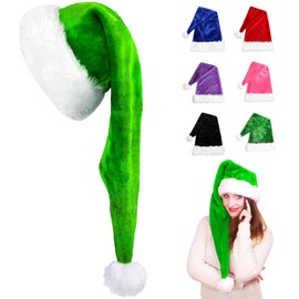 Pack of 2 Christmas Hats, Santa Hat, Children's Plush, 38 cm Plush Santa Hat with Double Velvet for Christmas Parties, Comfortable, Thick, Classic Santa Hat for Festive Parties in the New Year