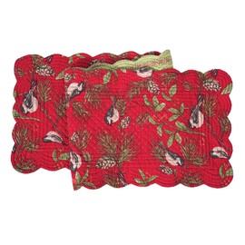 C&F Home Chickadee Red Cotton Quilted Table Runner Runner Red