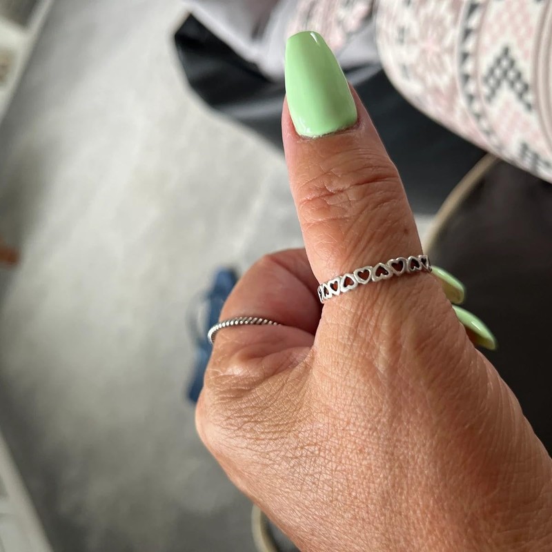 Solid 925 Sterling Silver Heart Stacking Ring 2.5mm Band in