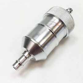 In-line Aluminum Fuel Filter - 1/4" OD & .14" ID - SILVER - Fits Scooters, Motorcycles, ATVs, Dirt Bikes, Go Karts, Dune Buggies, & More! [4021A2]