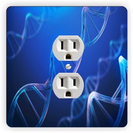 DNA Helix Molecule Blue - Outlet Plate Cover - Outlet Cover Switch Plate - Outlet Cover Cover