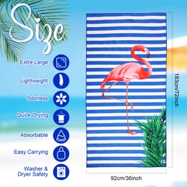 EBOOT 10 Pack Oversized Beach Towel Set Extra Large Pool Towels Microfiber Quick Dry Swim Towel Blanket for Adult Women Men Hand Face Body Bath Travel Pool(Novel Color, 36 x 72 Inch, Flamingo)