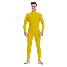 Gaoin Men's and Women's Stretch Spandex Zentai Unitard Bodysuit Costume Without Hood Feet Hands (Yellow, Medium)