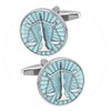 Men's Blue Balance Design Round Silver Business Simple Suit Accessory