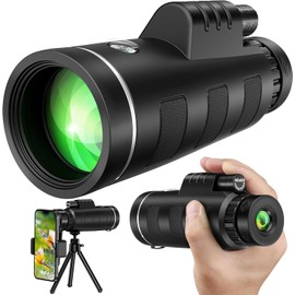 Monocular Telescope with Smartphone Adapter Clear Low Light Vision for Wildlife Hunting Camping Travelling-A43