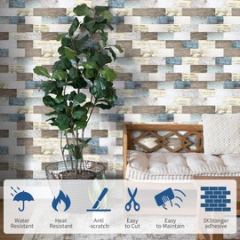 10 Sheet Peel and Stick Backsplash PVC Wall Tile,11.4" x 11.6" Self Adhesive Tile Stick on Back Splash for Kitchen, Bathroom, Laundry Room, RV, Living Room Wall Decor(Colorful)