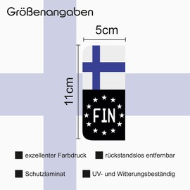 2 x License Plate Stickers Perfect Fit for EU Field 11 x 5 cm Design Sticker for Number Plate Film Car Black or with Flag Car Wash Safe R167 (06 Finland, With Flag)