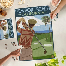 Lantern Press 1000 Piece Jigsaw Puzzle, Newport Beach, California, Golfer
