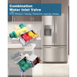 Refrigerator Water Inlet Valve W10341320, Combination Water Inlet Valve Fit for Whirlpool/Kenmore/Kitchen-Aid Refrigerator WPW10341320 WPW10238100 W10238100