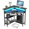 Auromie Corner Desk with Charging Station & LED Light, Triangle