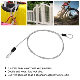 Lock Cable, 39.4in Stainless Steel Cable with Looped Ends, Security Cable Loop Wire for Protect Your Different Sizes of Bags,Suitcase,Luggage,Bicycle (Silver)