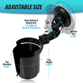 ZONETECH Recessed Folding Cup Drink Holder - Black Premium Quality Sturdy Vehicle Adjustable Beverage Organizer