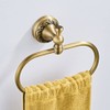 Hopbucan Oval Towel Ring Antique Brass Exquisite Pattern Carving Hanger
