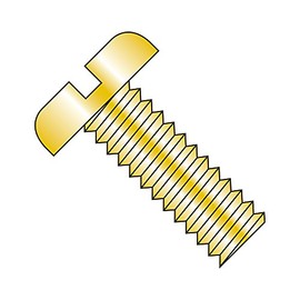 Small Parts 0608MSPY Steel Pan Head Machine Screw, Yellow Zinc Plated, Meets ASME B18.6.3, Slotted Drive, #6-32 Thread Size, 1/2" Length, Fully Threaded, Imported (Pack of 100)