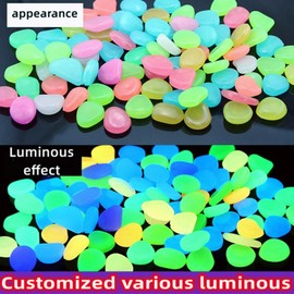 KARLOR Pack of 300 Colourful Luminous Stones Pebbles Resin Luminous Stones Colourful Luminous Pebbles Noctilucent Stones Fluorescent Pebble Stones for Aquarium Garden Decorative Stones 1 cm / 300