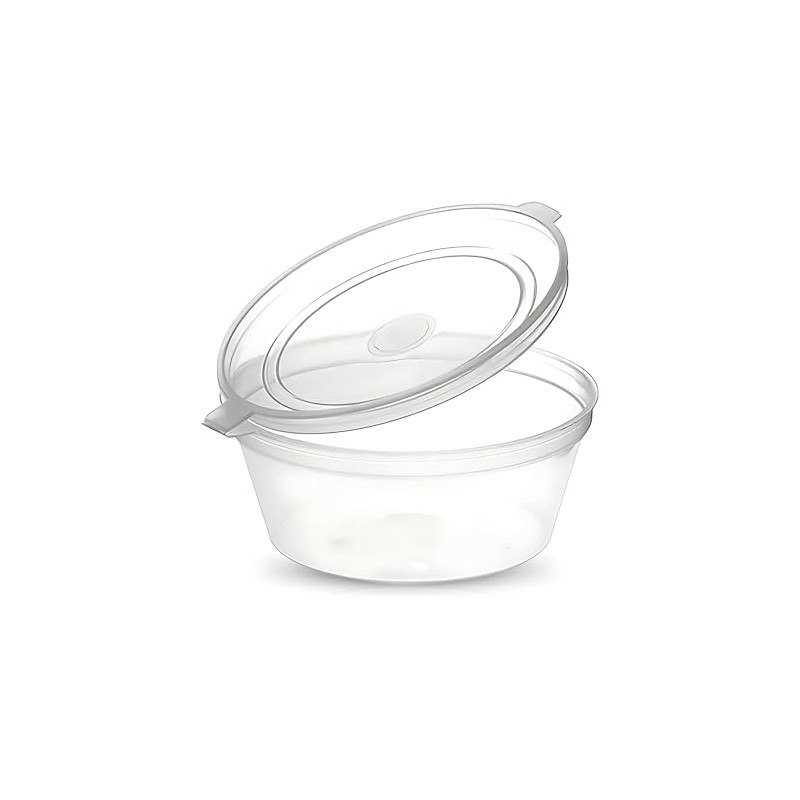 Somwell - 100pcs x 2oz Clear Round Hinged Pots With
