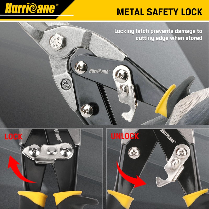 HURRICANE 3 pc Aviation Tin Snips Set, 10 inch Metal