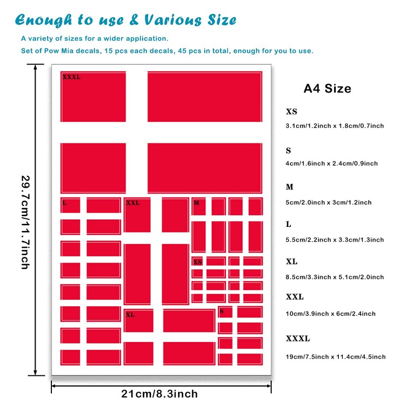 QQSD Denmark Flag Sticker Danish Decal in Multiple Sizes, 3