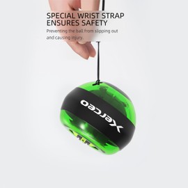Xerceo Auto-Start Power Gyro Ball, with LED Light, for Wrist & Forearm Training (Lush Jungle)