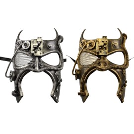 Steampunk Fantasy Aesthetic Silver/Gold Half Face Men Masquerade Custom Mask - Gold
