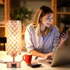 Hong-in Crystal Table Lamp, Rose Gold Lamp with USB C+A