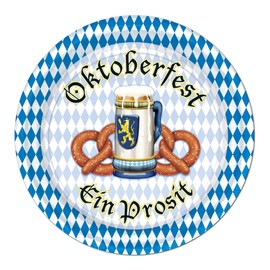 Beistle 58067 8-Pack Oktoberfest Plates, 7-Inch