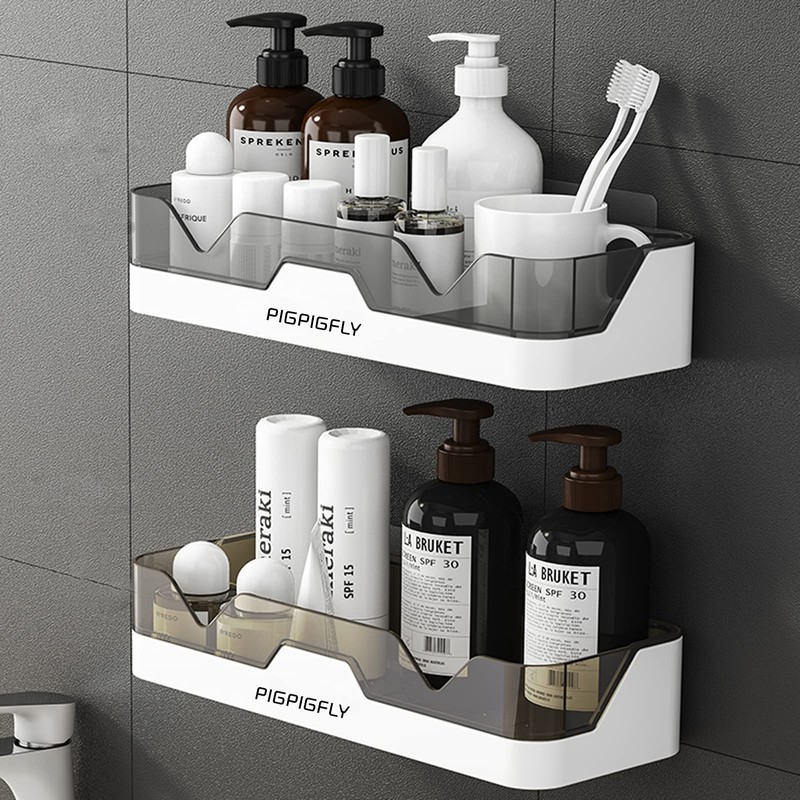 PIGPIGFLY Shower Shelf no Drilling, Plastic Bathroom Shelf, Shower Organiser,