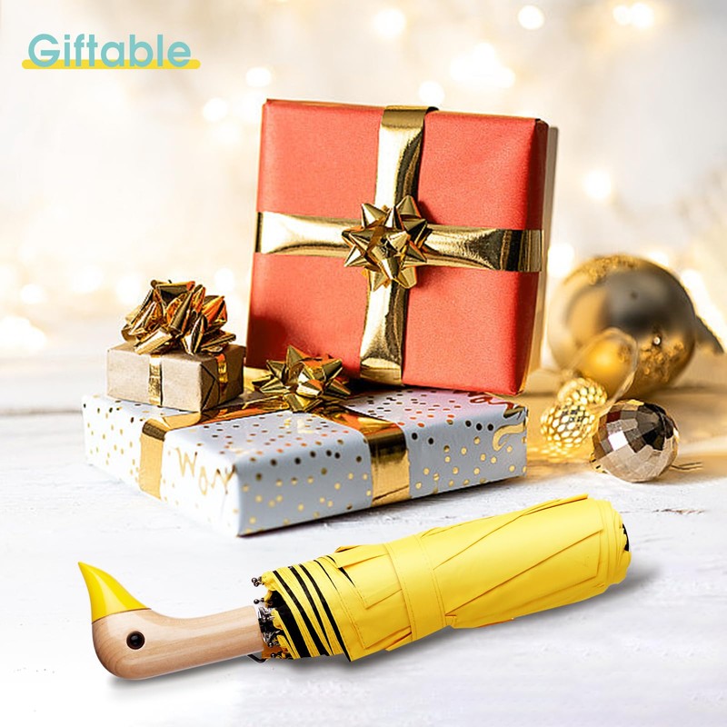 ViddVoom Duck Umbrella - Fun Duck Head Handle, Handy Folding