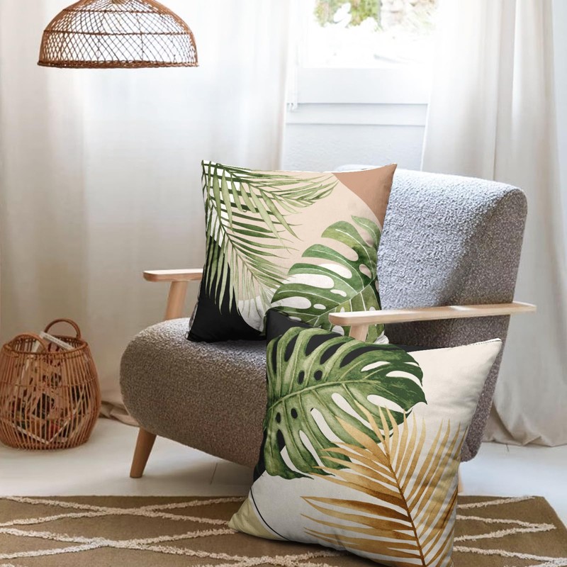 Wnoesat Tropical Leaves Pillow Covers 22x22 Set of 2 Spring