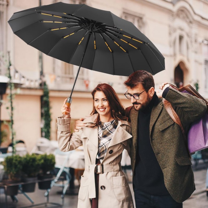 Faltbarer Regenschirm, Auf-Zu-Automatik Taschenschirm, Leichtes Design, Winddicht und Regenfest Klappschirm